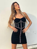 Abito a spalline con strass