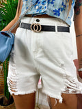 Short con spacchi anteriori sfrangiato bianco