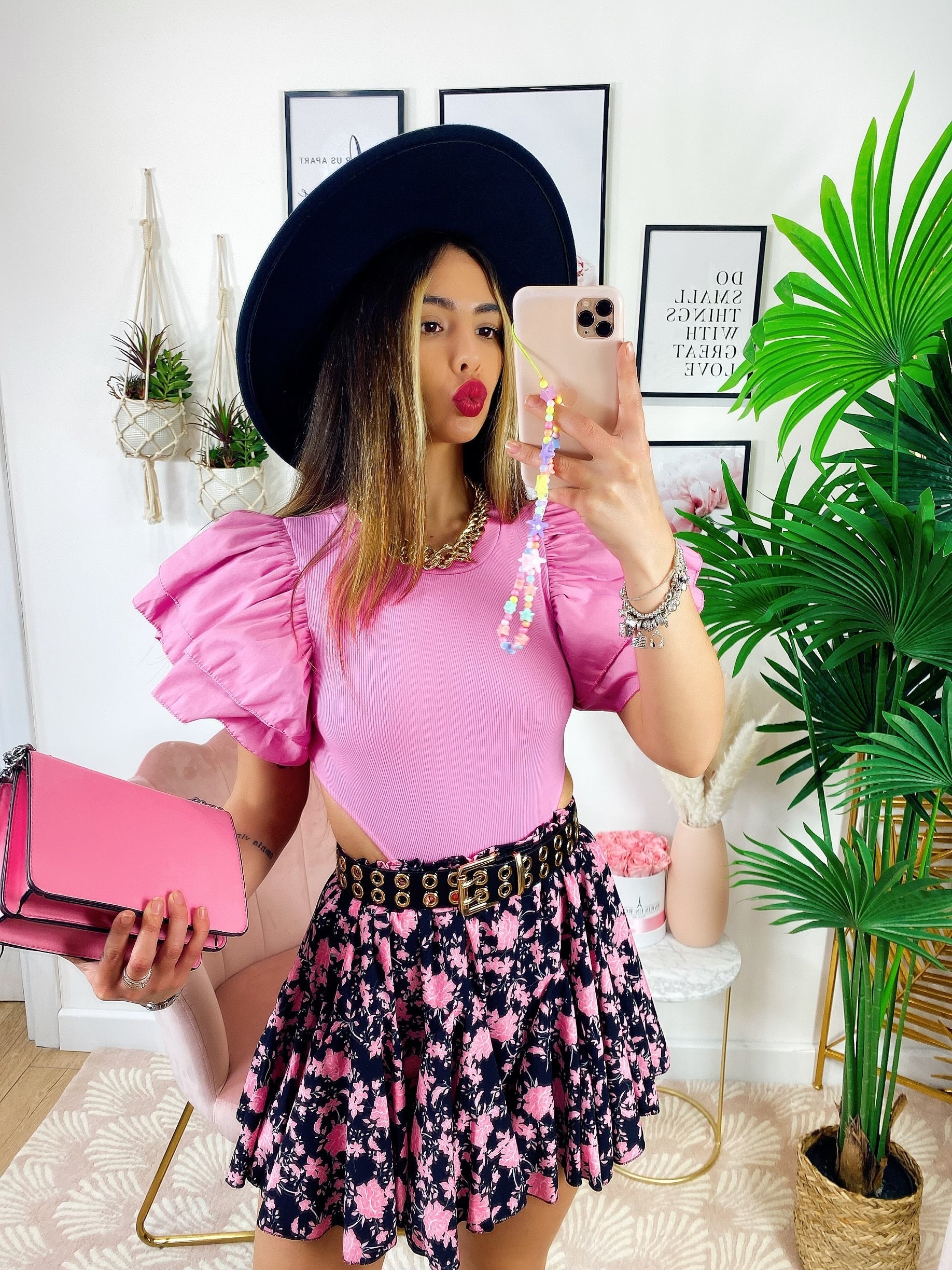 Body con voilant Rosa barbie