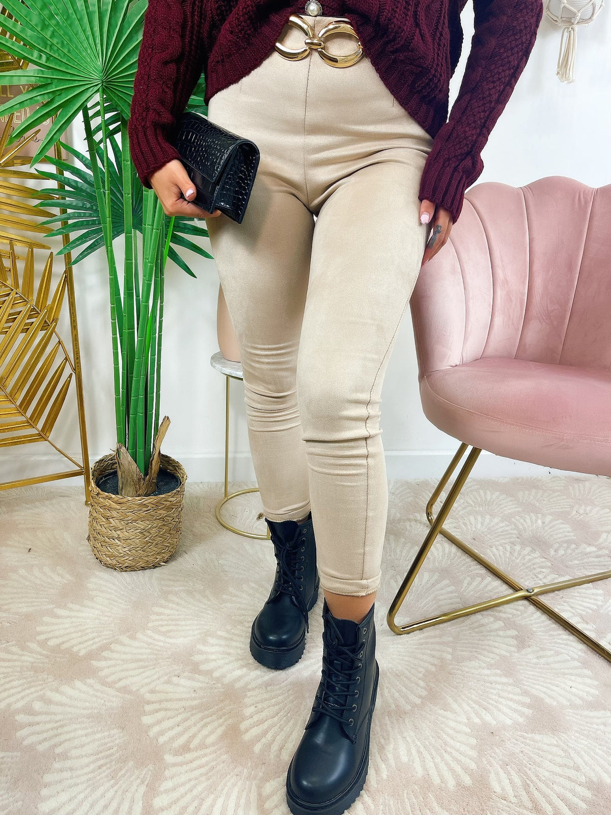 Leggins in camoscio Camel