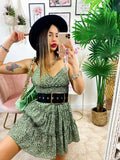 Abito verde con margherite