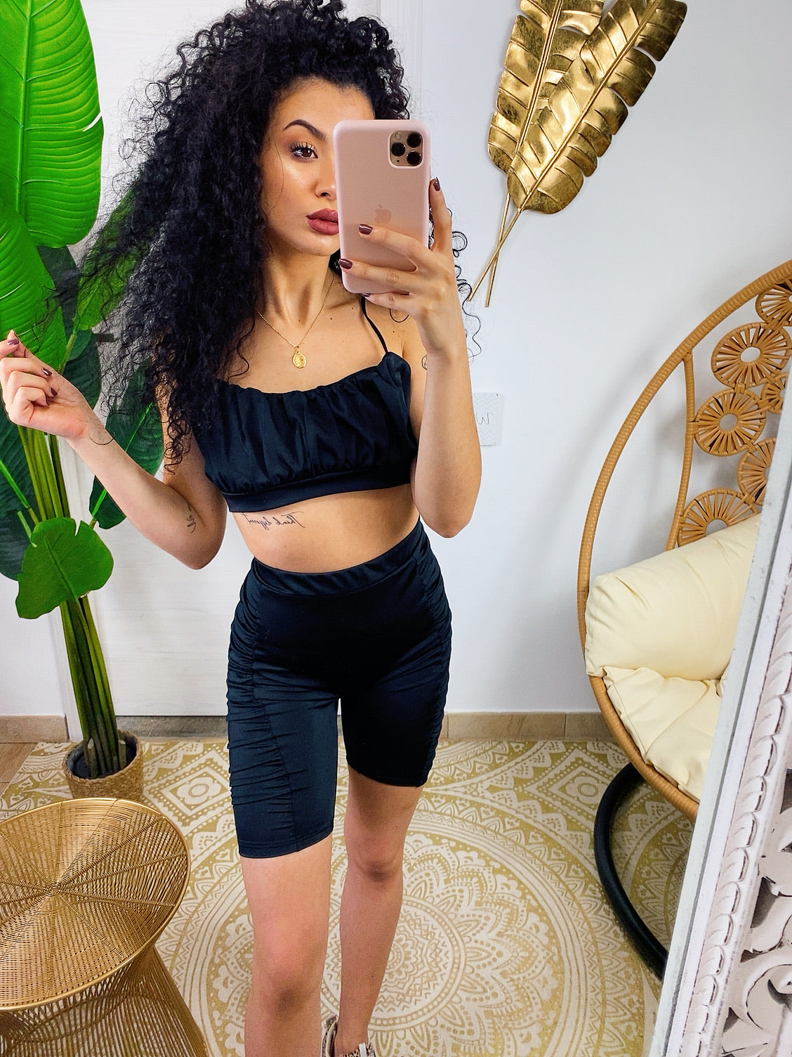 Completo Top e short con arricciatura