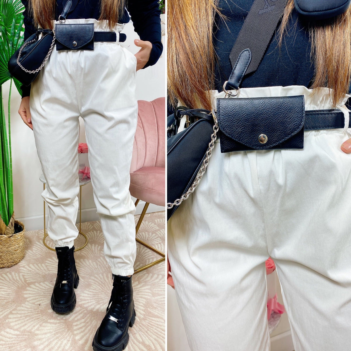 Pantalone bianco con marsupio