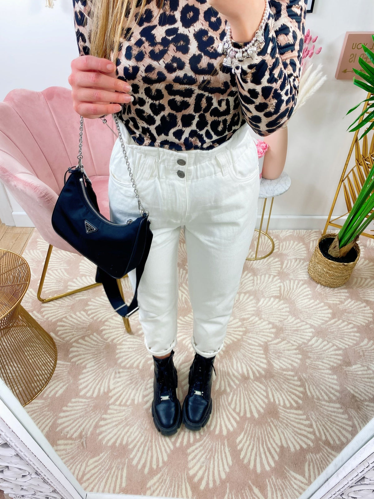 Jeans a vita alta Bianco