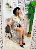 Kimono base beige floreale
