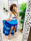Gonna asimmetrica Celeste e blu