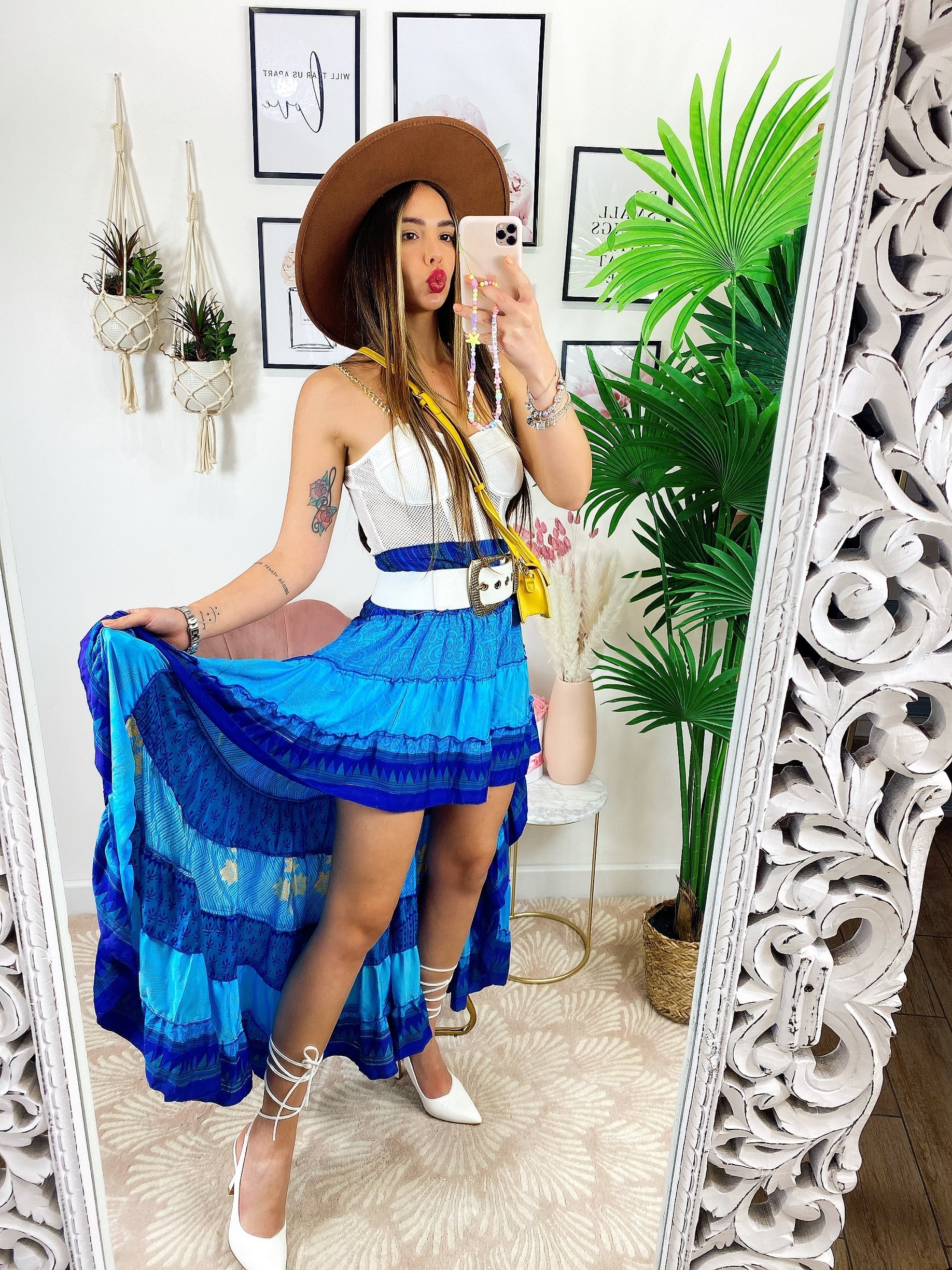 Gonna asimmetrica Celeste e blu