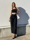 Completo top e jeans nero