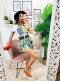 Completo etnico gonna e t-shirt base verde