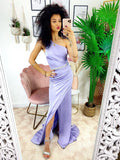 Dress Lungo a sirena monospalla lilla