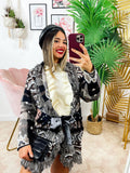 Cardigan con frange e cuori Marrone Grigio
