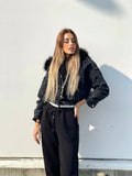 Giubbotto nero con eco-pelo