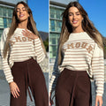 Maglione Amour Camel e bianco