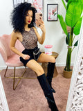 Short in jeans con marsupio e catena Nero