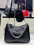 Set 3 bag in eco Pelle con catena argento