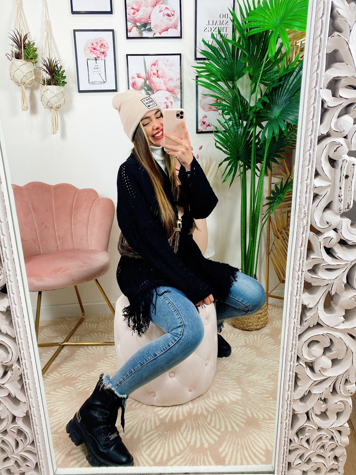 Cardigan sfrangiato nero