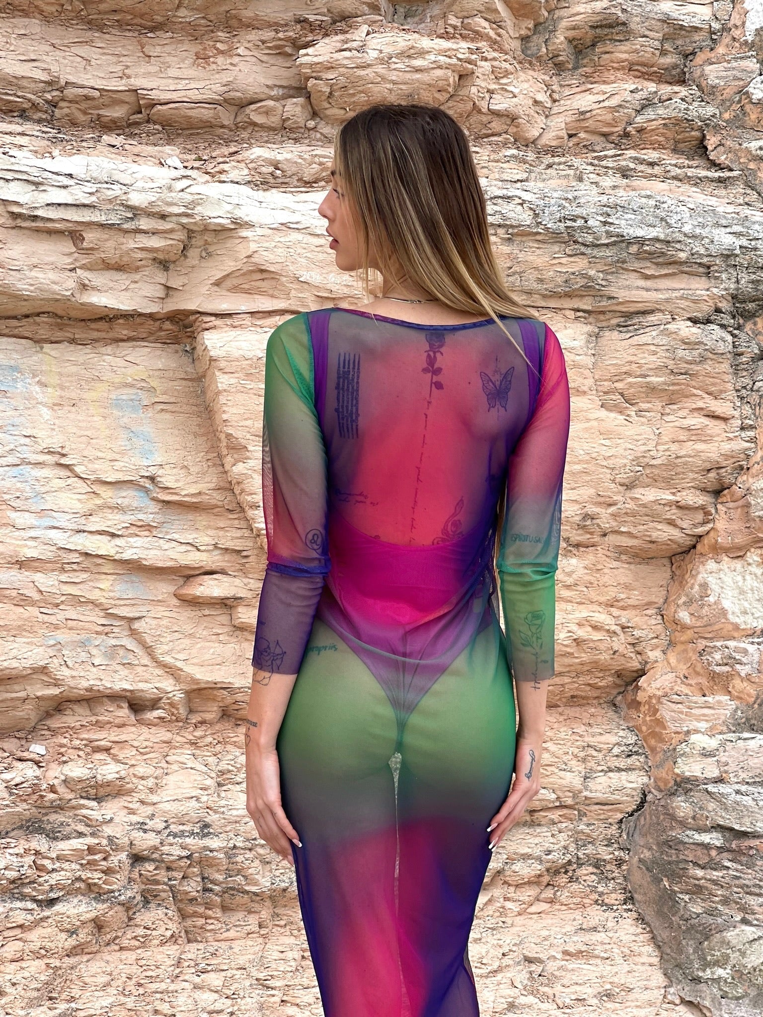 Abito in velo multicolor