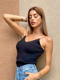 Top a costine nero spalline oro