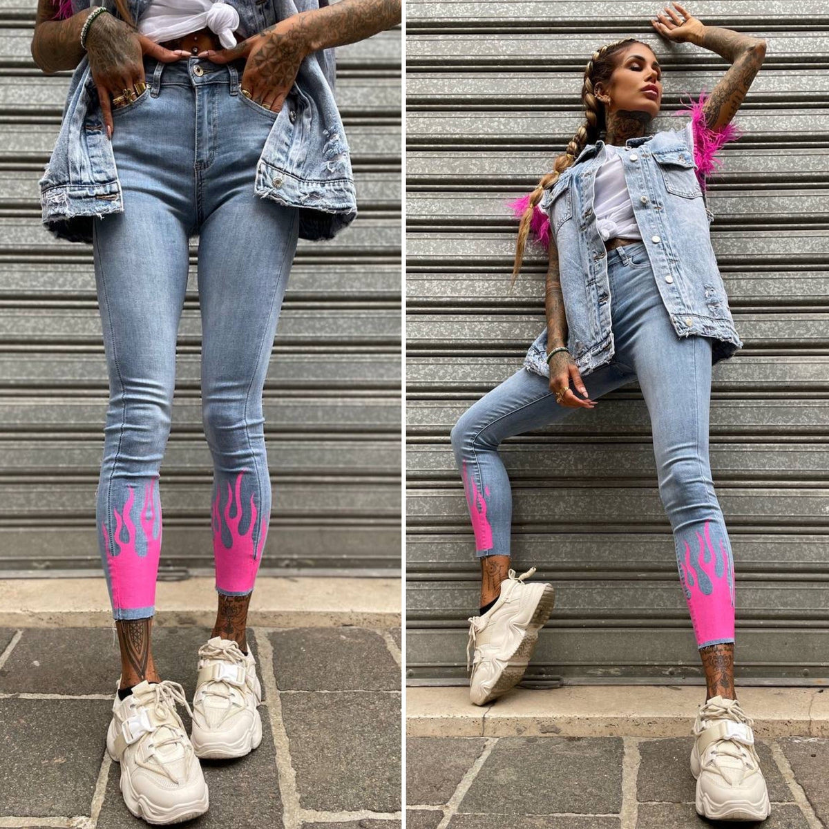 Jeans flame Fuxia