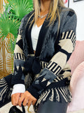 Cardigan frange e cinta dettaglio beige