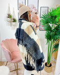 Giacca a quadri Beige con frange