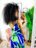 Abito con due spacchi verde blu