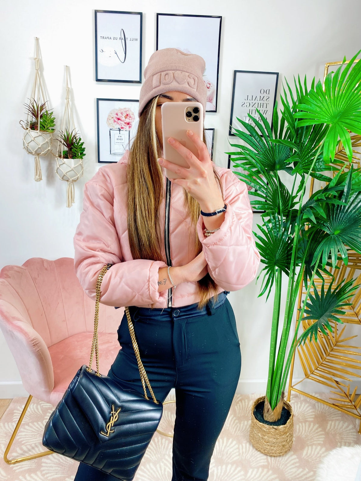 Bomber crop a rombi Rosa