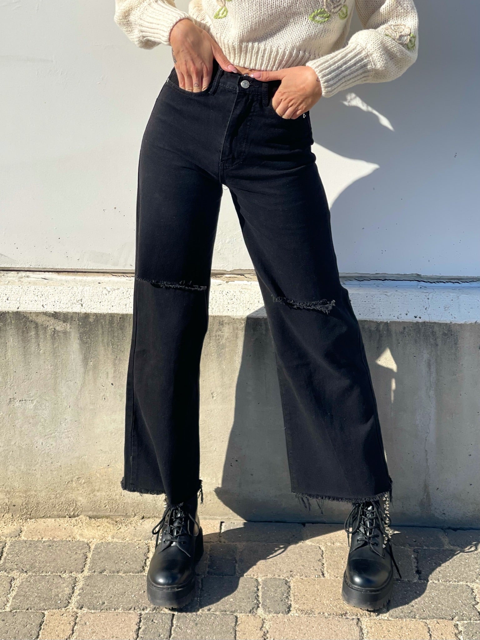 Jeans wide leg nero