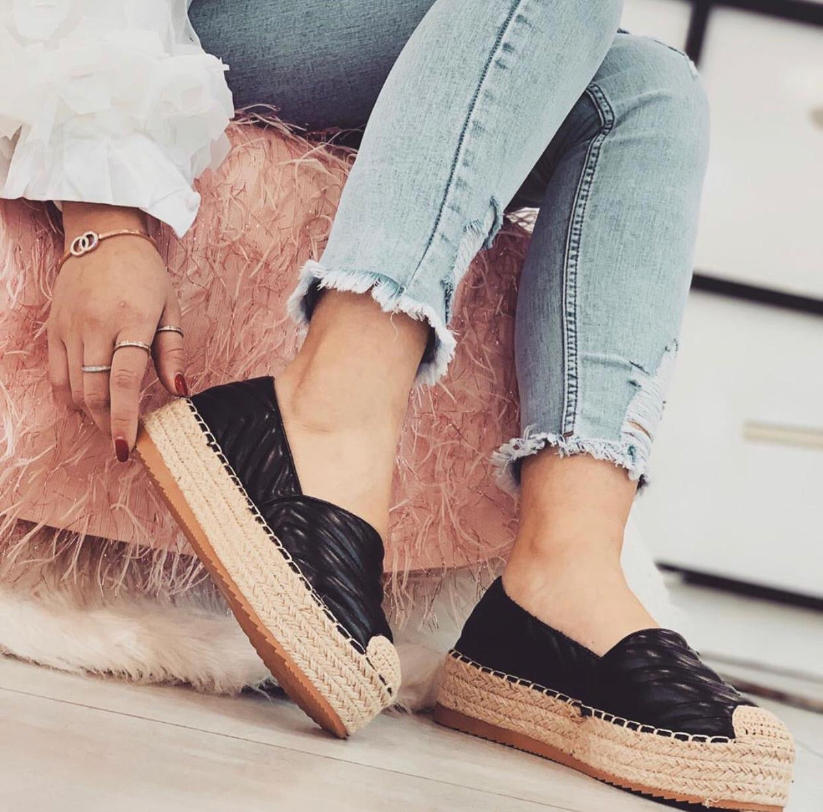 Espadrillas in eco-pelle nere