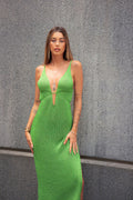 Abito in lurex midi verde