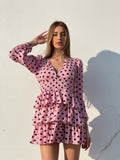 Abito a balze con cuori rosa