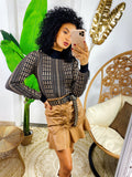 Maglione a collo alto nero beige