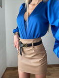 Gonna in ecopelle con cintura nude