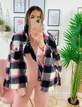 Giacca a quadri Black dettaglio fucsia