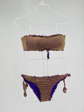 Bikini a fascia con arricciature lilla