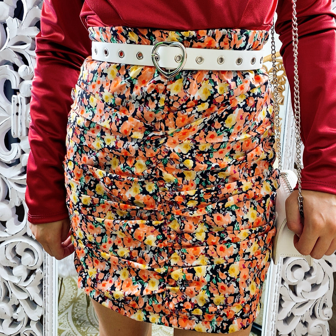Gonna a fiori arancio