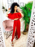 Completo top e gonna rosso