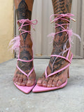 Tacchi con piume Rosa Barbie
