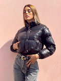 Piumino Crop nero