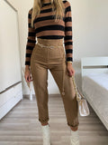 Pantalone vita alta Camel