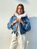 Giubbotto jeans con eco-pelo