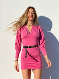 Abito con drappeggio rosa barbie