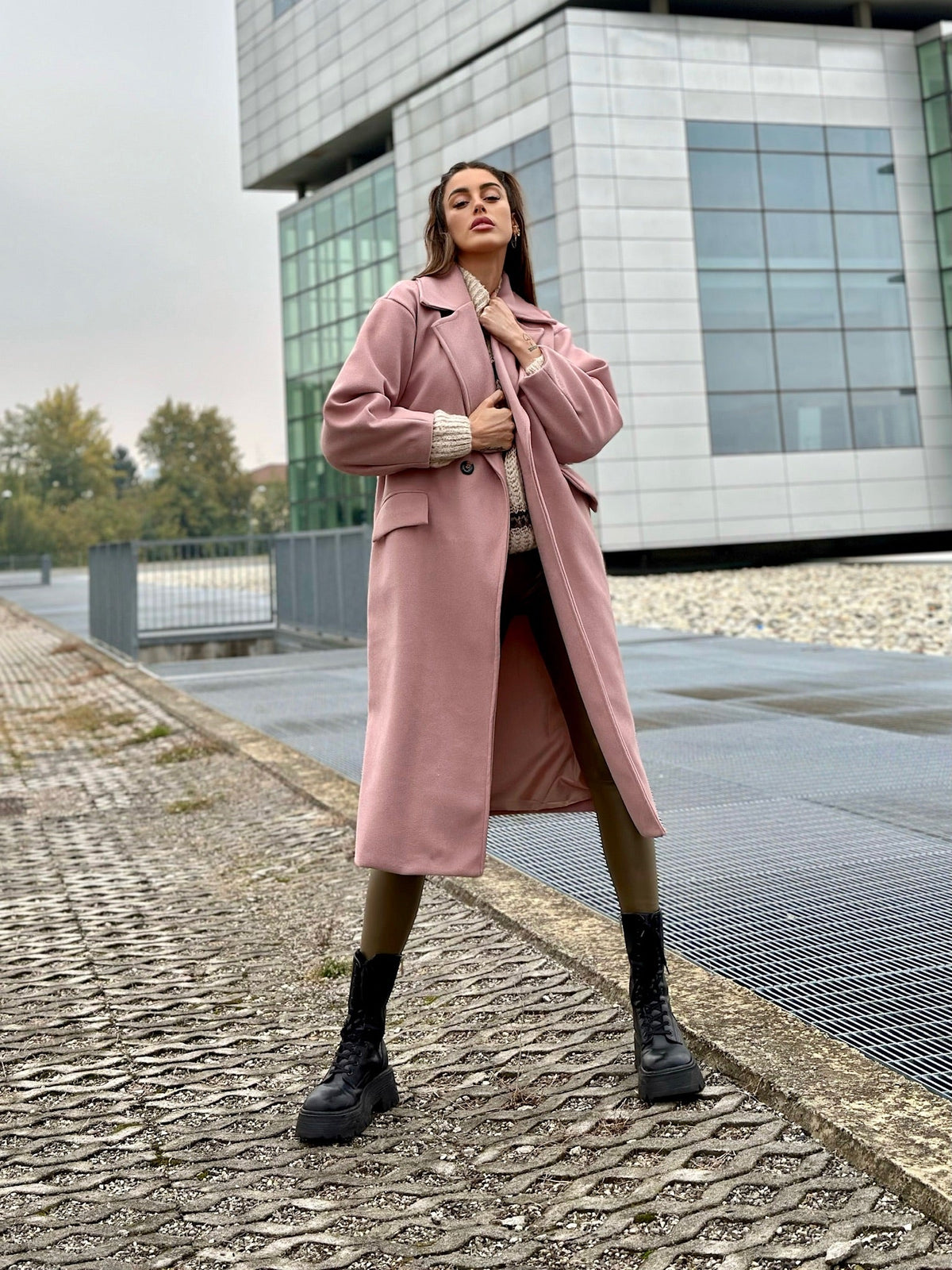 Cappotto over rosa