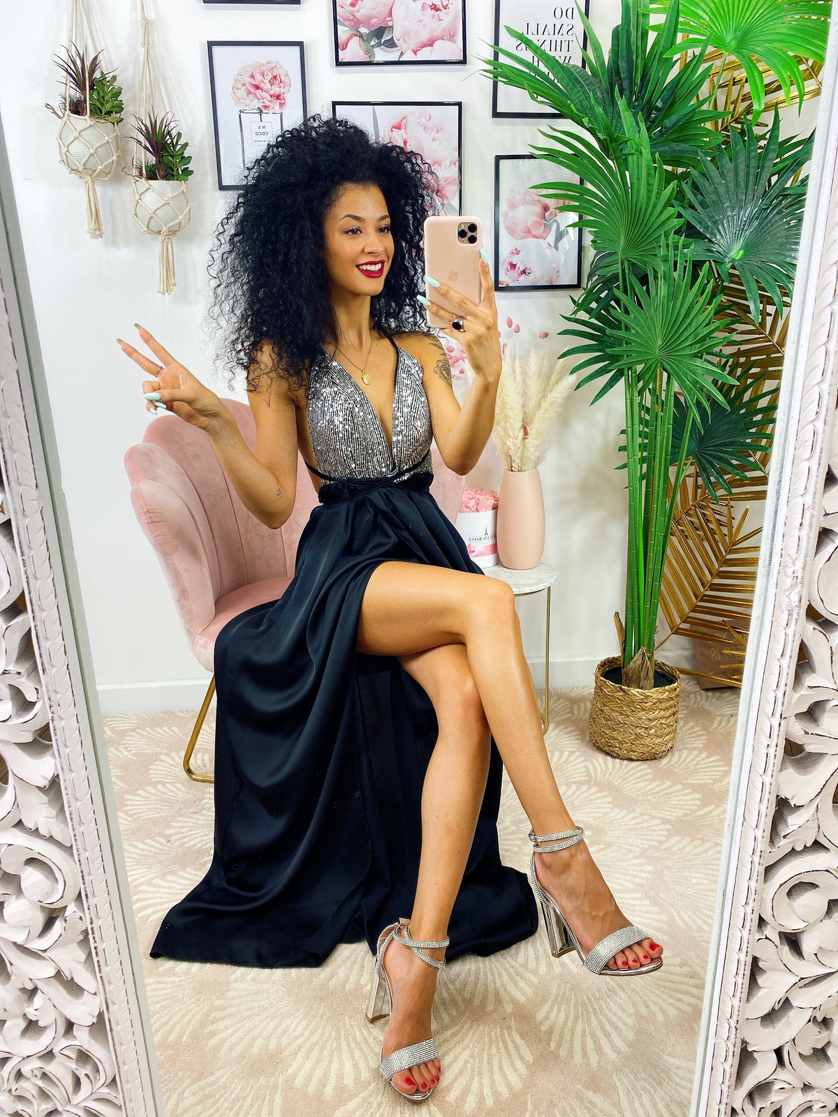 Dress Afrodite con paillettes nero e argento