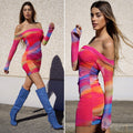 Abito multicolor con scollo