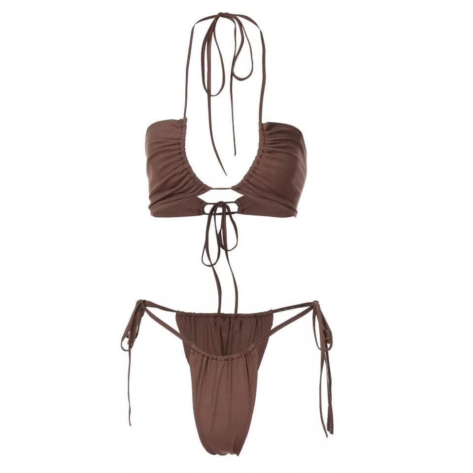 Bikini con lacci Marrone
