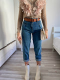 Jeans boyfriend con cintura compresa brown