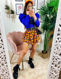 Top con spalline bombate Blu