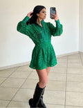 Completo camicia e short verde in pizzo