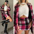 Cappotto check trama Fuxia nero